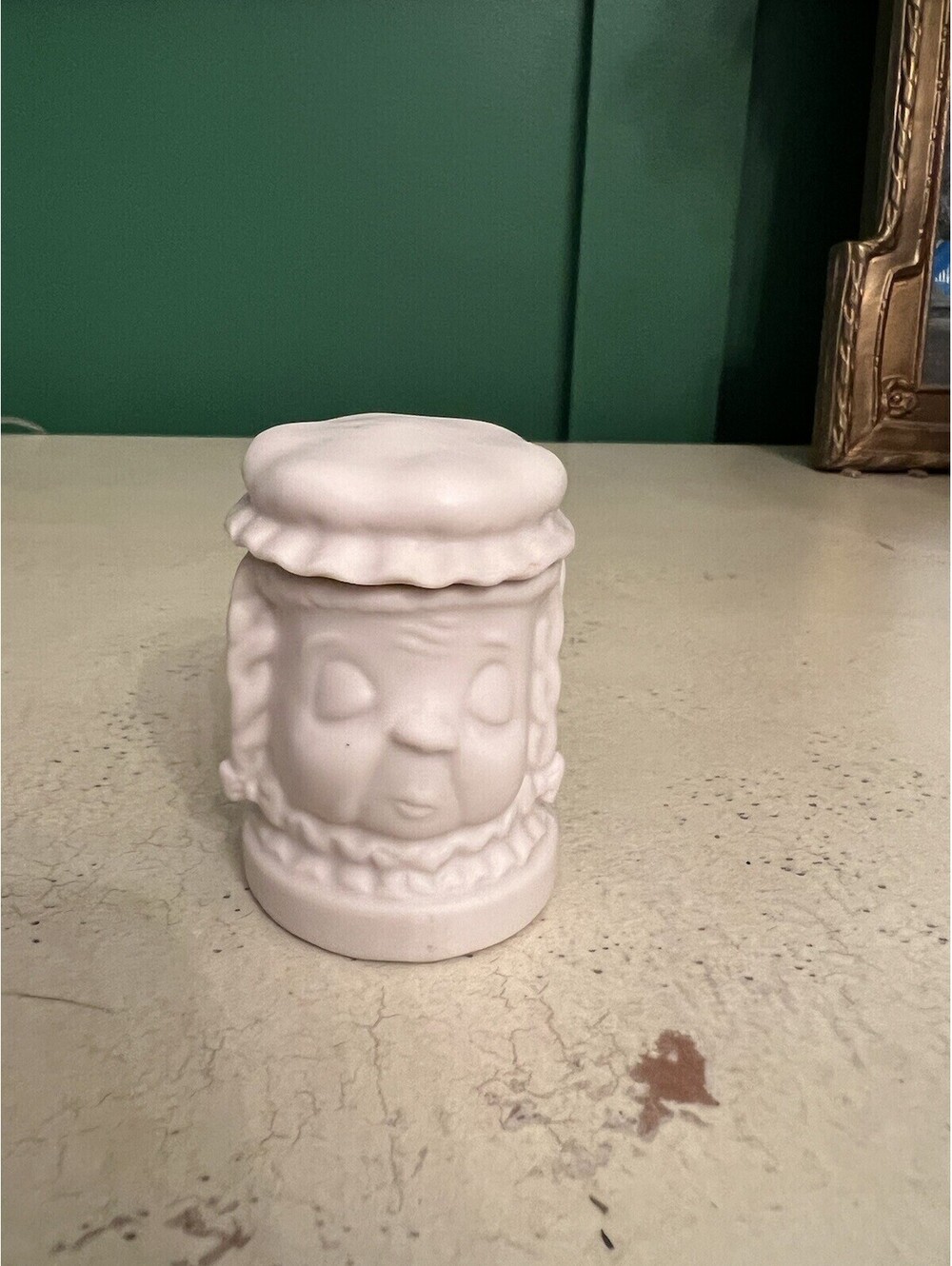 Porcelain Bisque Attitude Lady Head Trinket Box or Snuff Box